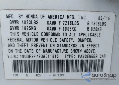 2016 Acura Ilx Premium Package/Technology Plus Package из США, поврежденный, VIN 19UDE2F79GA011815